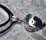 Panda Bear Guitar Pick Necklace with Black Suede Cord