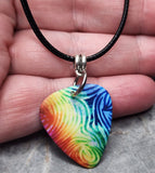 Tie Dye Guitar Pick Necklace with Black Rolled Cord