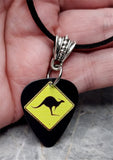 Kangaroo Crossing Guitar Pick Necklace with Black Suede Cord