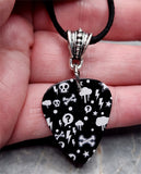 Emoticon Black Guitar Pick Necklace with Black Suede Cord