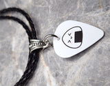 Onigiri Guitar Pick Necklace on Black Braided Cord