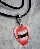 Holographic Fangs Guitar Pick Necklace on Black Suede Cord