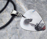 Holographic X-Ray Drinking a Soda Guitar Pick Necklace on Black Rolled Cord