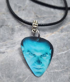 Holographic Evil Look to Skull Guitar Pick Necklace on Black Rolled Cord