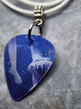 Holographic Great White Attack Guitar Pick Necklace on White Rolled Cord