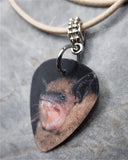 Holographic Bat Guitar Pick Necklace on an Off White Cord