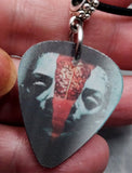 Holographic Face Split in Half Guitar Pick Necklace on Black Rolled Cord