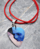 Holographic Vampire Bite Guitar Pick Necklace on Red Rolled Cord