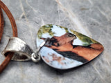 Beautiful Brown Horse Guitar Pick Necklace on Brown Suede Cord