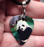 Panda Bear Guitar Pick Necklace with Black Suede Cord