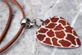 Giraffe Print Guitar Pick Necklace with Brown Suede Cord