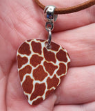 Giraffe Print Guitar Pick Necklace with Brown Suede Cord