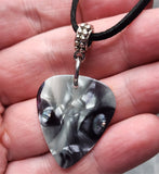 Close Up Mr. Gray Alien MOP Guitar Pick Necklace with Black Suede Cord