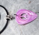 Violet Peace Sign Cut Out Guitar Pick Necklace with Black Rolled Cord