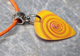 Holographic Flower Child Guitar Pick Necklace with Orange Rolled Cord