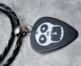 Screaming Skull on a Black Guitar Pick Necklace with Black Braided Cord