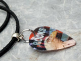 USA Rocks Holographic Guitar Pick Necklace with Black Suede Cord