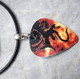 Dragon Guitar Pick Necklace on Black Rolled Cord