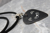 Black Cat Face Guitar Pick Necklace with Black Suede Cord