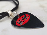 AC/DC Guitar Pick Necklace with Black Sueded Cord