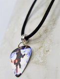AC/DC Angus Young Guitar Pick Necklace on Black Suede Cord