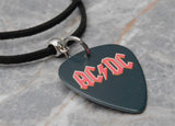 AC/DC For Those About to Rock Guitar Pick Necklace with Black Suede Cord