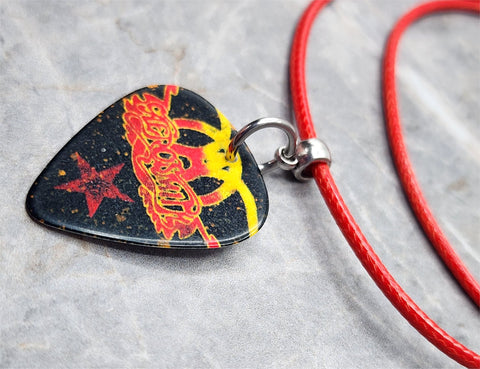 Aerosmith Guitar Pick Necklace on Red Rolled Cord