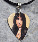 Alice Cooper Guitar Pick Necklace on Black Suede Cord