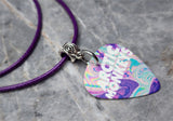 Arctic Monkeys TATUM-835 Guitar Pick Necklace with Purple Rolled Cord