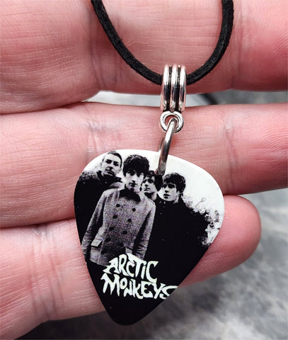 Arctic Monkeys Guitar Pick Necklace with Black Suede Cord