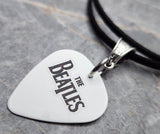 The Beatles Guitar Pick Necklace with Black Suede Cord