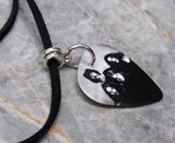 Black Sabbath Band Picture Guitar Pick Necklace on Black Sueded Cord