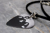 Black Sabbath Band Picture Guitar Pick Necklace on Black Sueded Cord