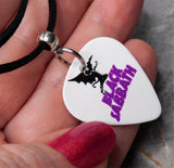 Black Sabbath Master of Reality White Guitar Pick Necklace on Black Sueded Cord