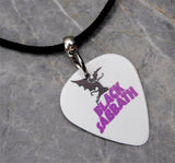 Black Sabbath Master of Reality White Guitar Pick Necklace on Black Sueded Cord