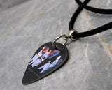 Black Sabbath Heaven and Hell Guitar Pick Necklace on Black Sueded Cord