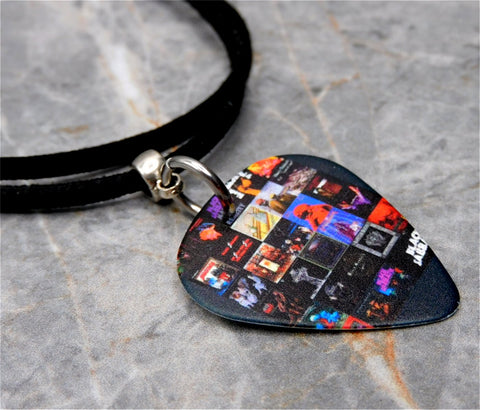 Black Sabbath Album Covers Guitar Pick Necklace on Black Sueded Cord