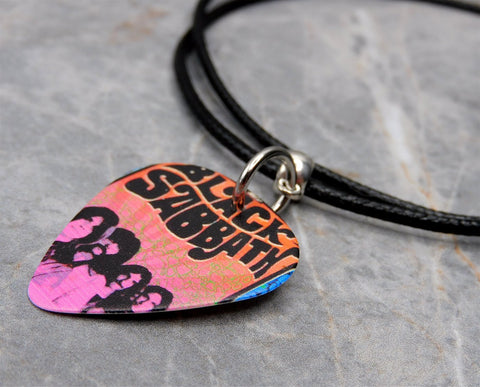 Black Sabbath Guitar Pick Necklace with Black Cord