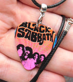 Black Sabbath Guitar Pick Necklace with Black Cord