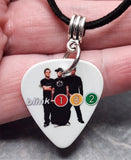 Blink 182 Guitar Pick Necklace with Black Suede Cord