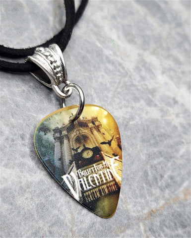 Bullet for My Valentine Scream Aim Fire Guitar Pick Necklace on Black Suede Cord