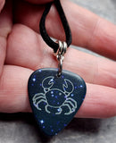 Horoscope Astrological Sign Cancer Guitar Pick Necklace on Black Suede Cord