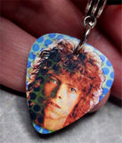 David Bowie Space Oddity Guitar Pick Necklace with Black Suede Cord