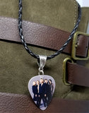 Def Leppard Group Picture Guitar Pick Necklace on Black Braided Cord