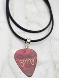 Def Leppard Slang Guitar Pick Necklace on Black Suede Cord