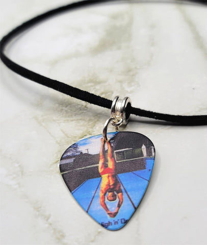 Def Leppard High n' Dry Guitar Pick Necklace on Black Suede Cord
