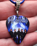 Def Leppard Guitar Pick Necklace with Blue Rolled Cord