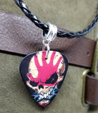 Five Finger Death Punch Guitar Pick Necklace on Black Braided Cord