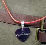 Five Finger Death Punch Guitar Pick Necklace on Red Rolled Cord