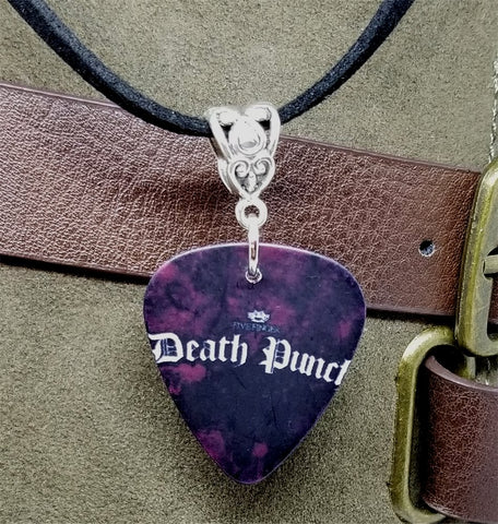 Five Finger Death Punch Guitar Pick Necklace with Black Sueded Cord